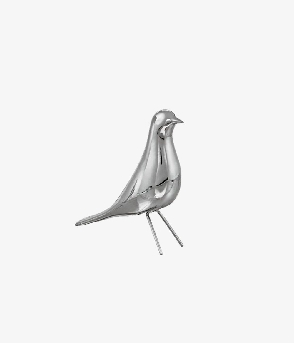 Pássaro Prata em Cerâmica Tam. P
